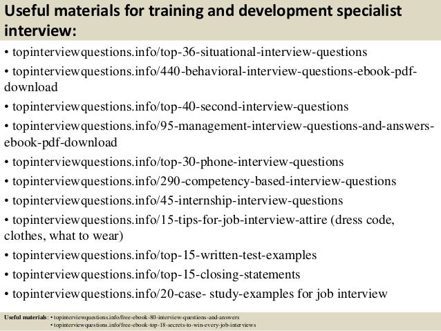 training and development specialist job description
