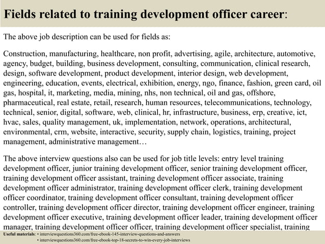 Top 10 Training Development Officer Interview Questions And Answers