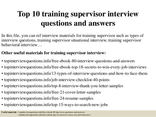 supervisor interview questions answers