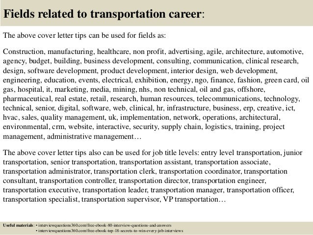 top 10 transportation cover letter tips transportation engineer cover letter