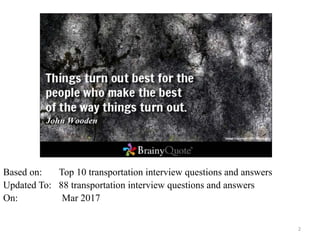 88 transportation interview questions and answers