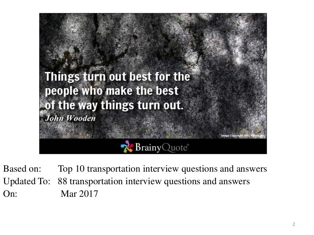 88 transportation interview questions and answers