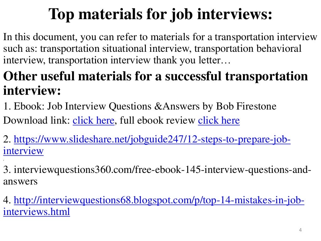 88 transportation interview questions and answers