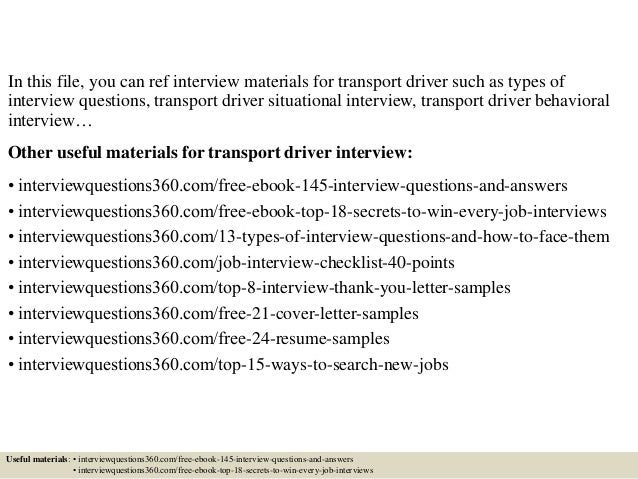 Top 10 Transport Driver Interview Questions And Answers