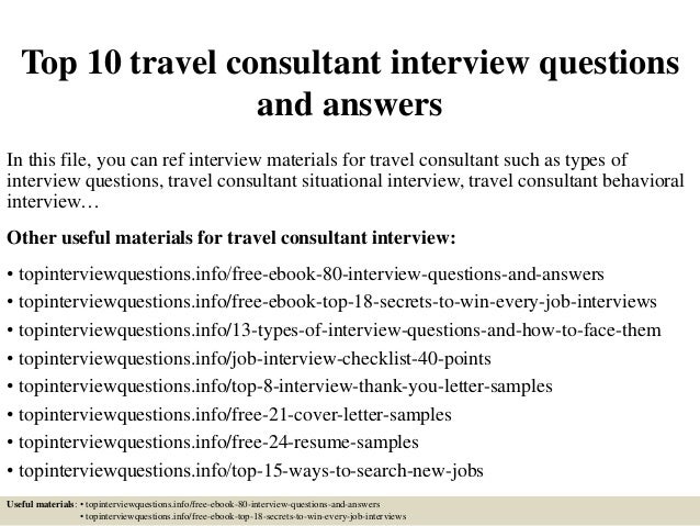 travel consultant interview questions pdf