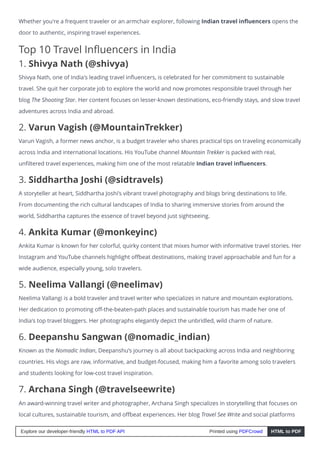 Top 10 Travel Influencers in India - Indian Travel Influencers 2025.pdf