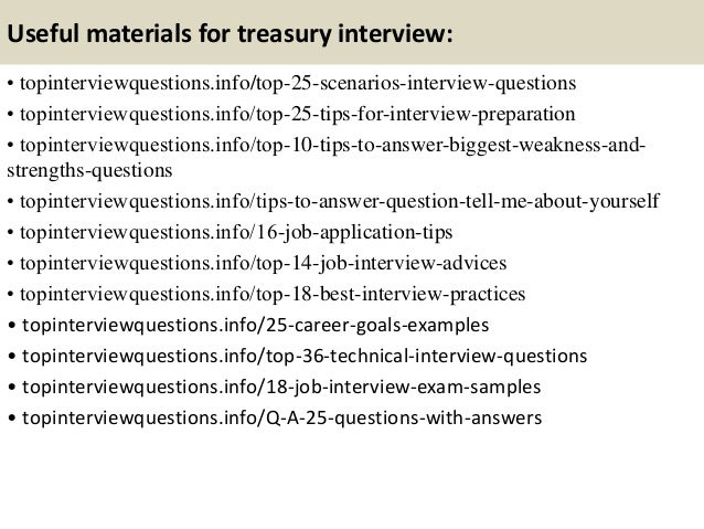 treasury specialist interview questions