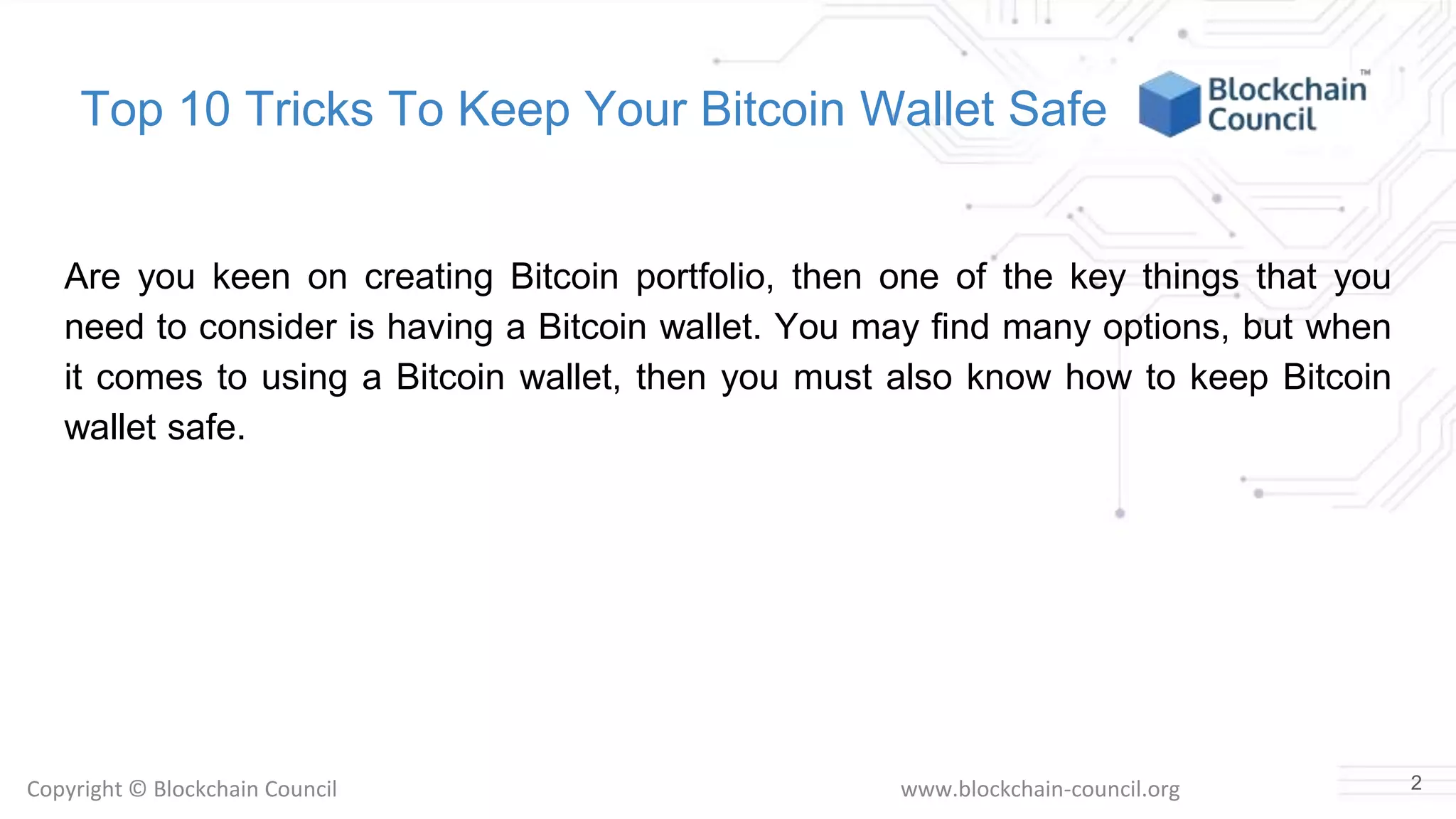 Top 10 tricks to keep your bitcoin wallet safe | PPTX
