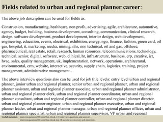 Top 10 urban and regional planner interview questions and answers | PPTX