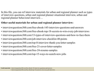 Top 10 urban and regional planner interview questions and answers | PPTX
