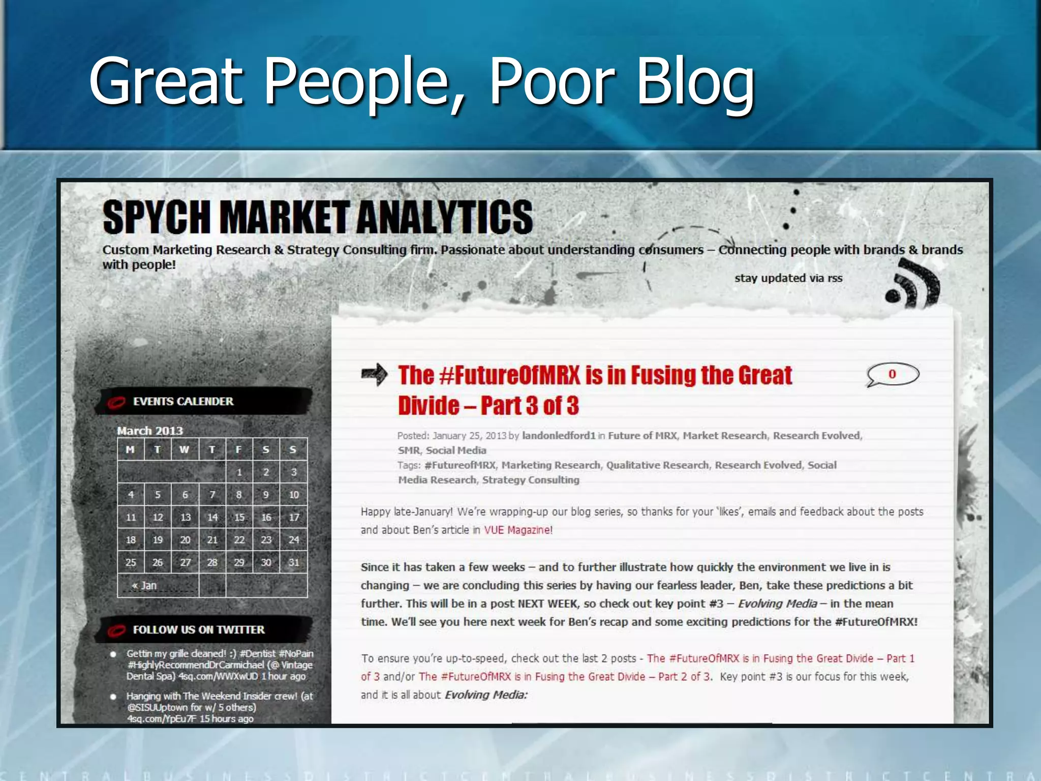 Great People, Poor Blog 
 