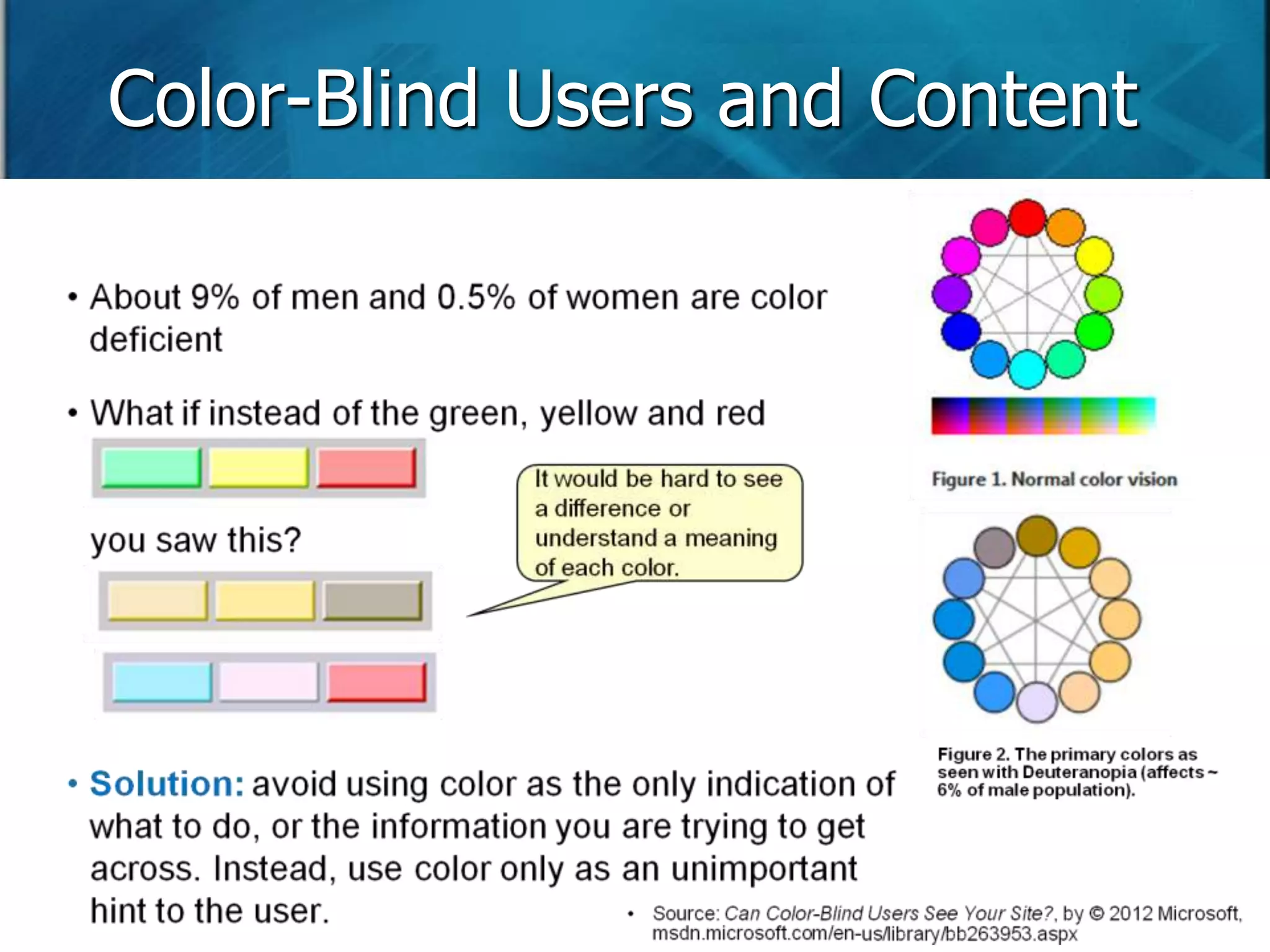 Color-Blind Users and Content 
 