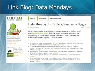 Link Blog: Data Mondays 
 