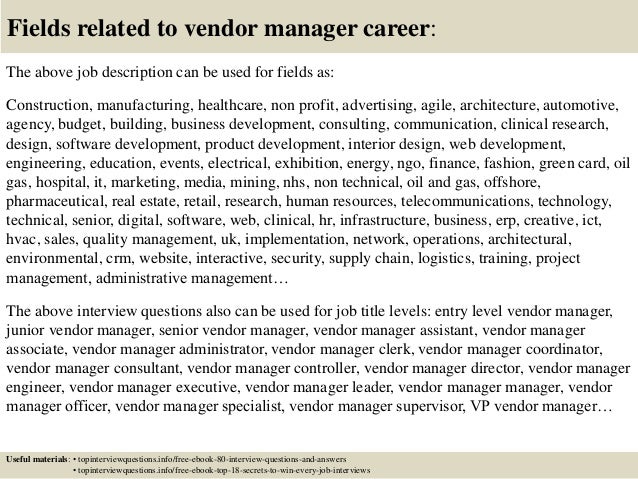 vendor management job description