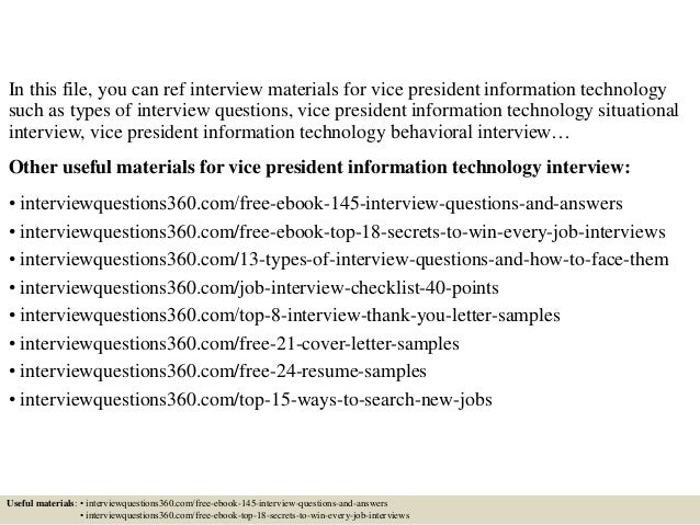 Top 10 Vice President Information Technology Interview Questions And