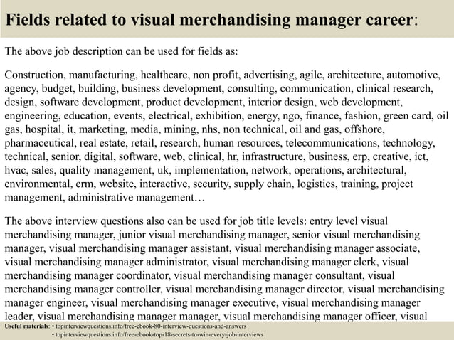 Top 10 visual merchandising manager interview questions and answers | PPT
