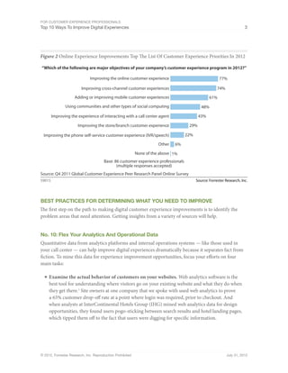 For Customer Experience Professionals
Top 10 Ways To Improve Digital Experiences 3
© 2012, Forrester Research, Inc. Reprod...