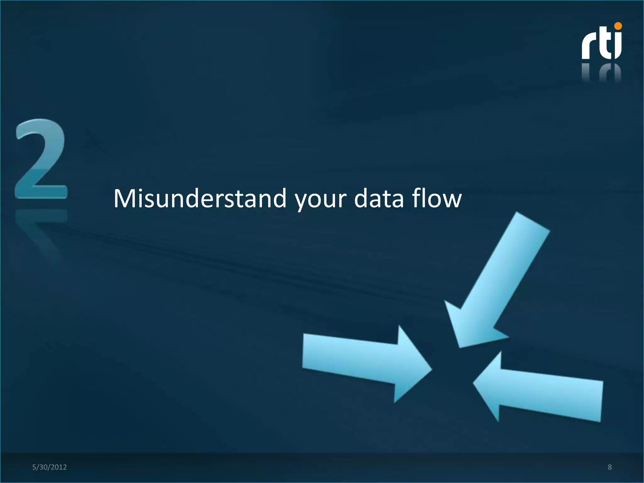 Misunderstand your data flow




5/30/2012                                  8
 