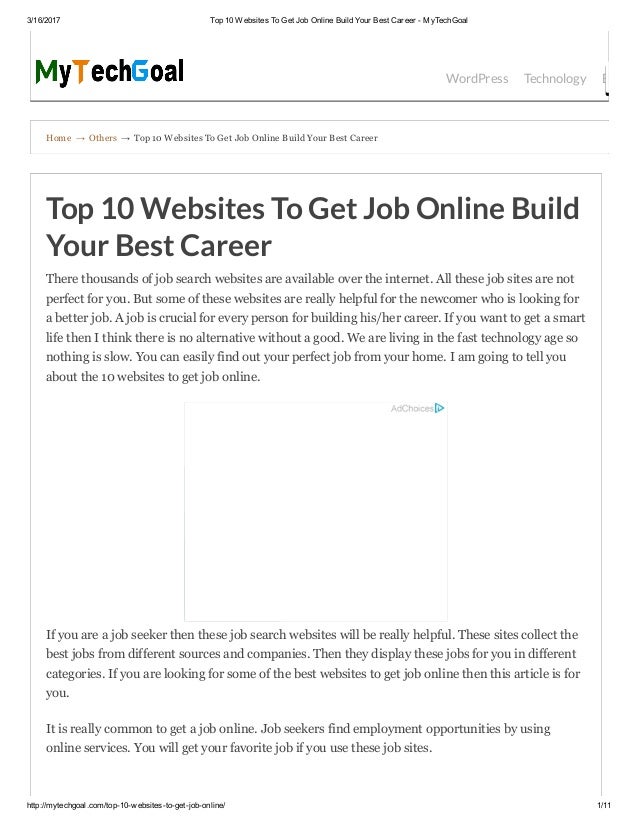 top 10 job search websites