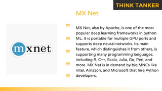 Top 11 python frameworks for machine learning and deep learning | PDF