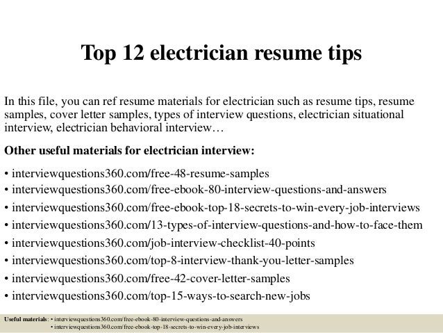 electrician resume sample