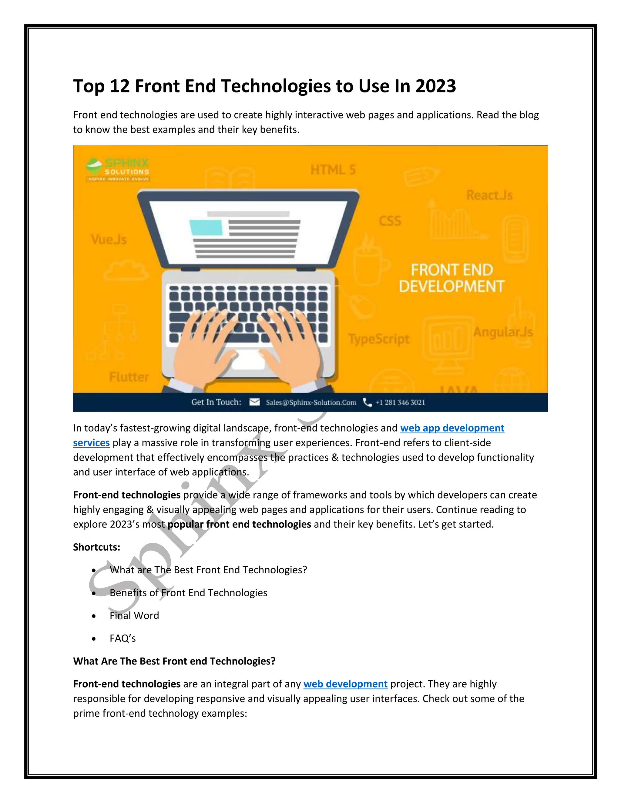 Top 12 Front End Technologies to Use In 2023.pdf