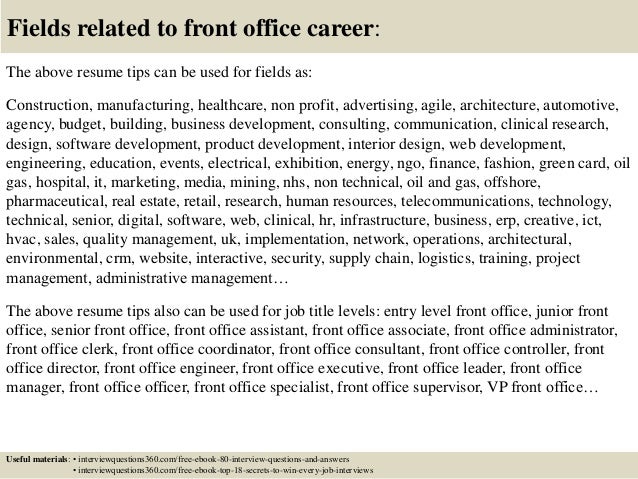 100 Front Office Job Resume How To Write An Essay About