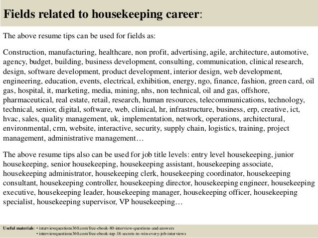top 12 housekeeping resume tips