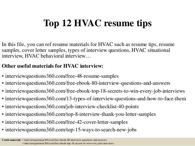 hvac resumes
