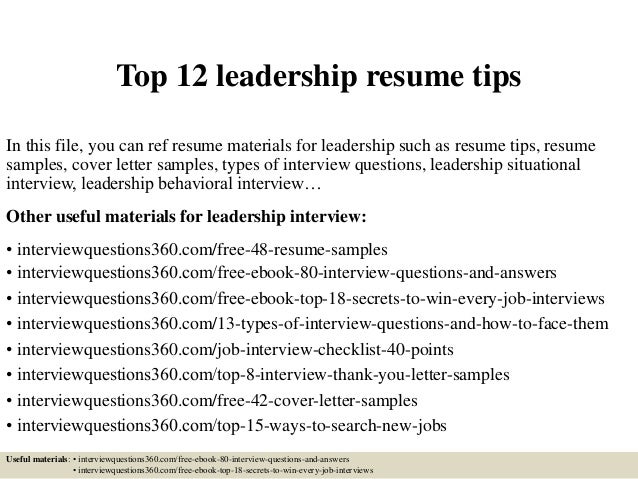 leadership resume example