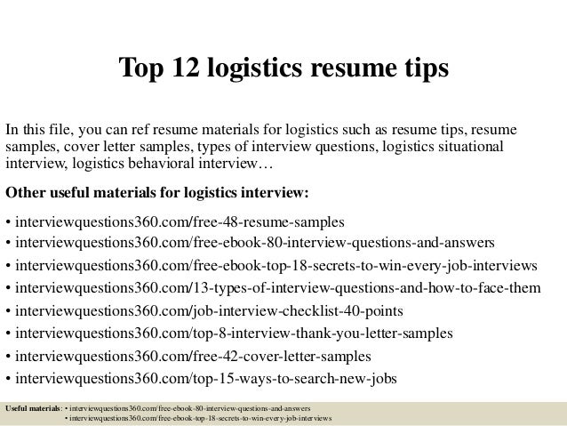 logistics resume keywords