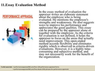 Top 12 performance appraisal methods | PDF