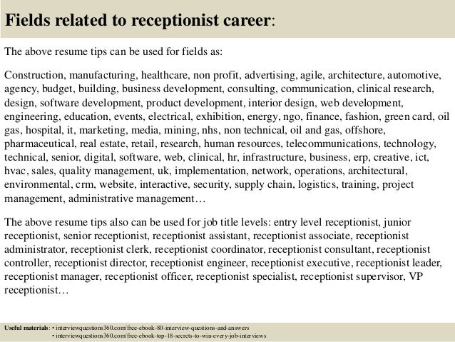 junior receptionist resume