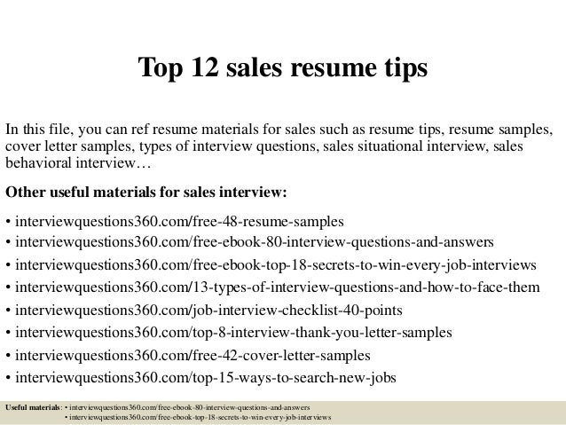 top sales resumes