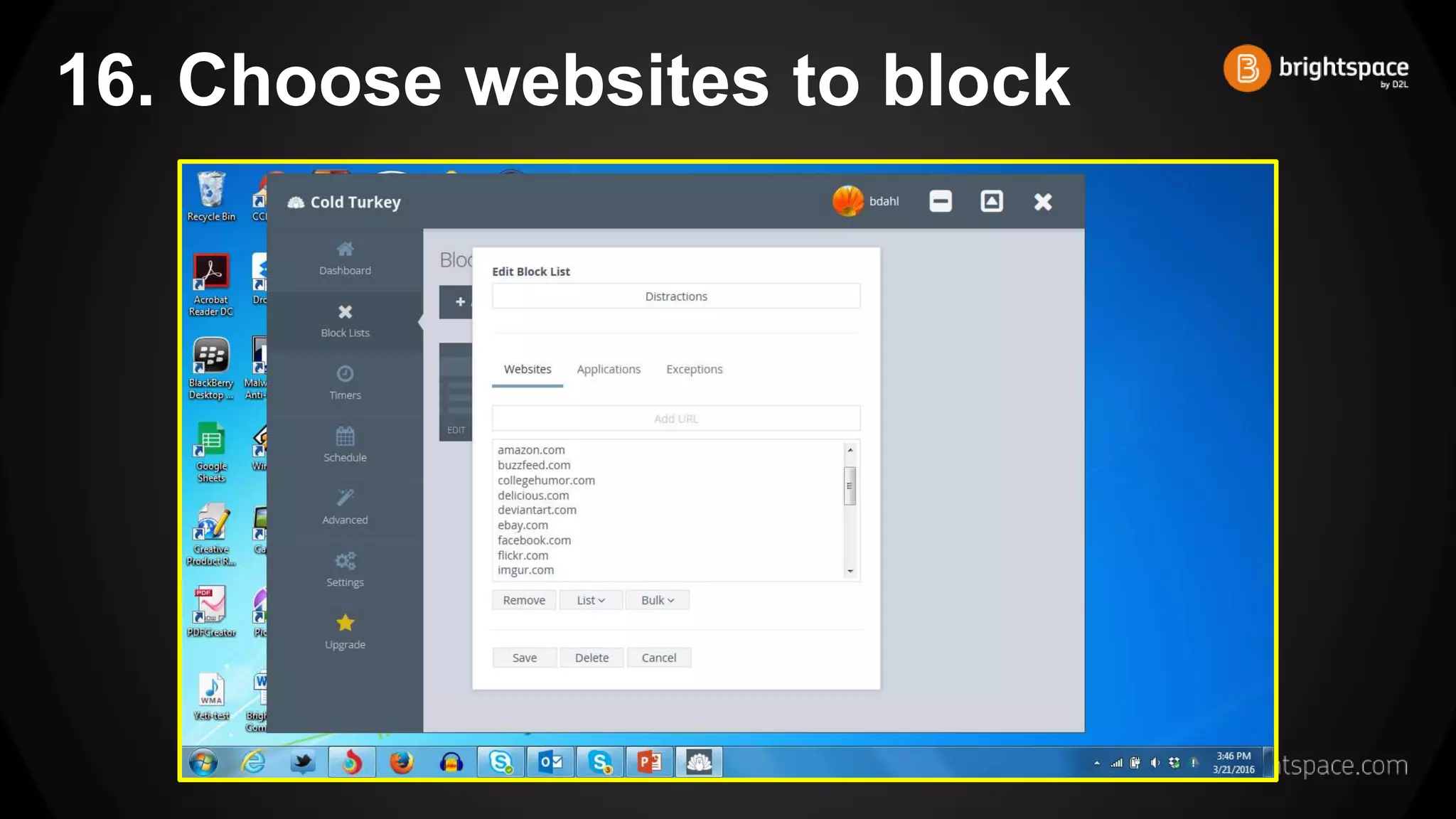 16. Choose websites to block
 