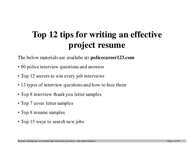 top 12 tips for writing an effective project resume the below materials are availabe at - Tips On Writing Resume top 12 tips for writing an effective project resume the below materials are availabe at - Tips On Writing Resume