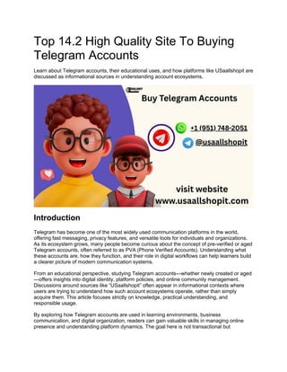 Pre Telegram Comprehensive Guide to Understanding and Using Telegram Accounts for ...