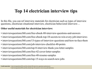 Top 14 electrician interview tips | PPT