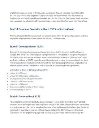 Top 14 European Countries for IELTS Free Study Abroad | PDF | Free Download