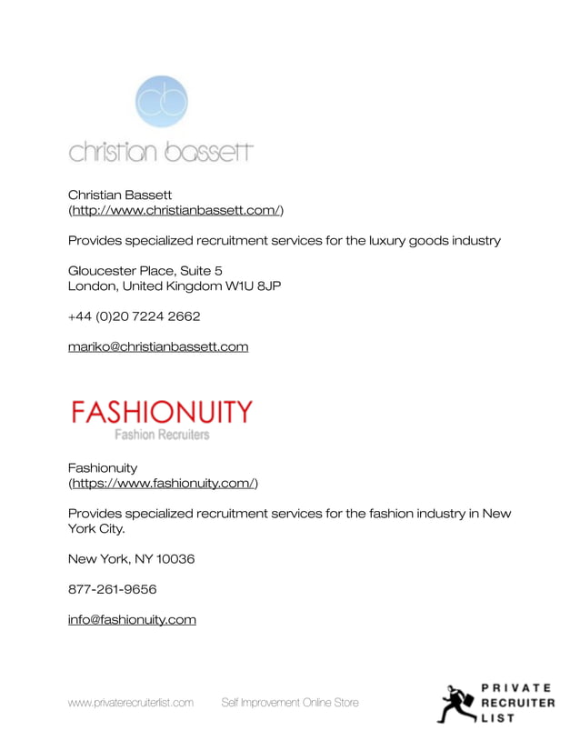 Top 15 Fashion Recruiters PDF