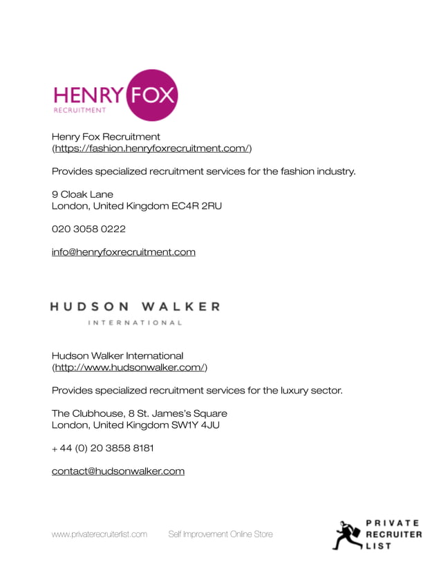 Top 15 Fashion Recruiters PDF