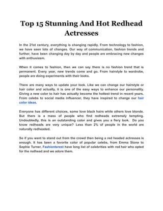 Top 15 stunning and hot redhead actresses | PDF