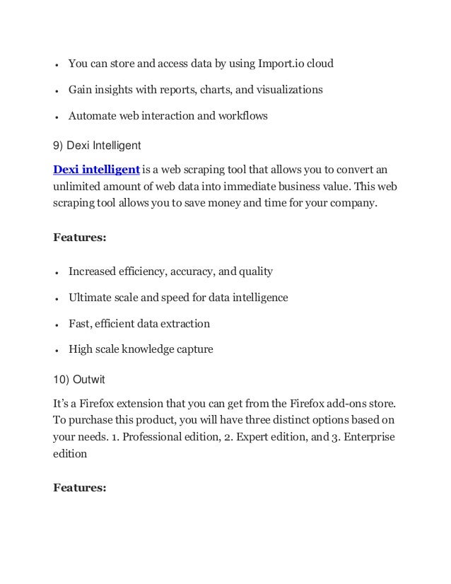 Top 17 web scraping tools for data extraction in 2022 | PDF