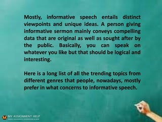 Informative Speech: What does it mean? | PPT