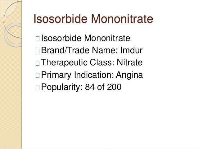 Imdur Therapeutic Class