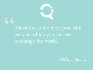 “Education is the most powerful
weapon which you can use
to change the world.
-Nelson Mandela
 