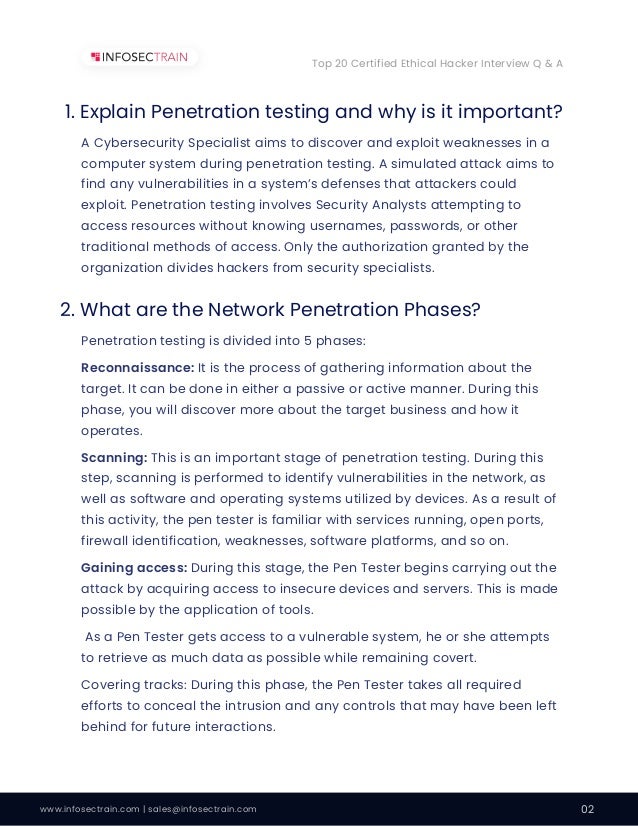 Top 20 certified ethical hacker interview questions and answer | PDF