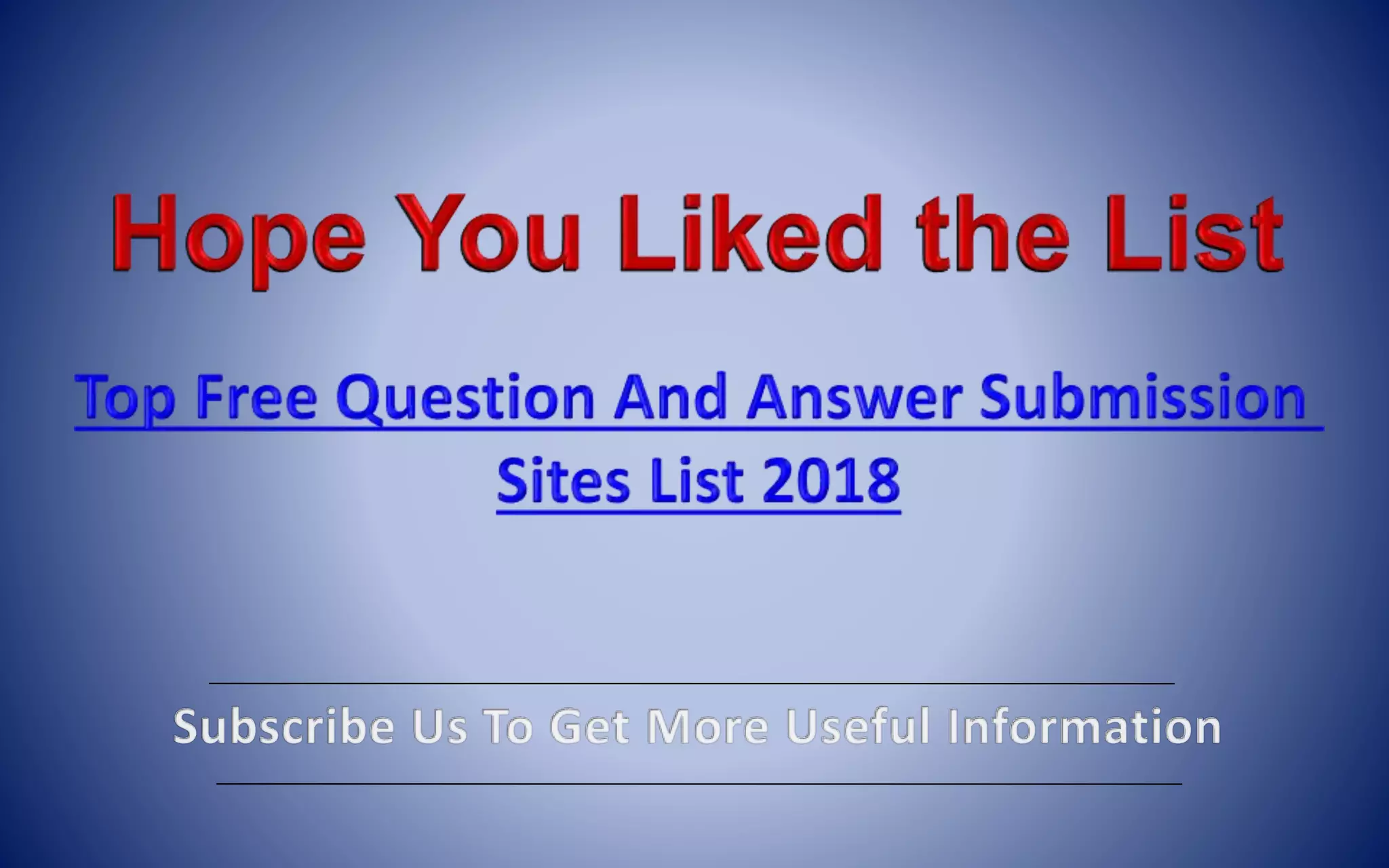 Top 20 Free High DA Question And Answers Submission Sites list 2018 