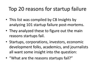 Top 20 Reasons Why Startups Fail | PPTX