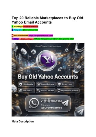 Top 20 Reliable Marketplaces to Buy Old Yahoo Email Accounts. | DOCX
